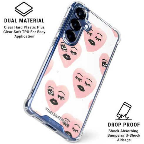 Bouffants and Broken Hearts Winking Hearts Galaxy S25 Clear Case